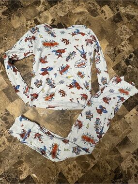 Gap X Marvel Spider-Man White & Red Long Sleeve Pajama Set 6 years